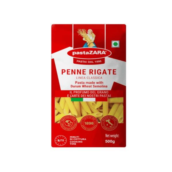 pastaZara Durum Wheat Semolina Penne Rigate Pasta
