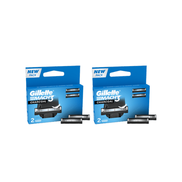 Gillette Mach 3 Charcoal Shaving Men's Razor Cartridge - Pack of 2