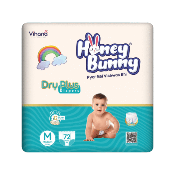 Honey Bunny Dryplus Baby Baby Diaper (M, 7-12 kg)