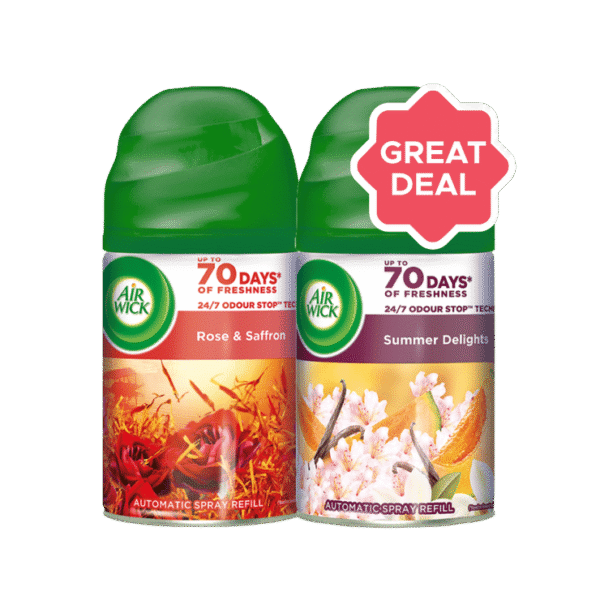Airwick Airwick Freshmatic Automatic Room Freshener (Rose and Saffron) + Airwick Freshmatic Air Freshener Refill (Summer Delights) Combo