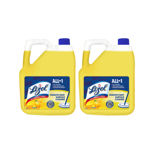 Lizol Disinfectant Surface & Floor Cleaner (Citrus) 5 l - Pack of 2