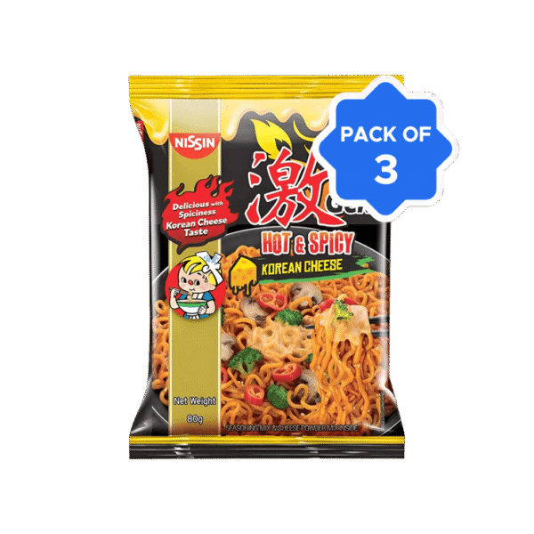 Nissin Geki Korean Ramen Spicy Cheese Flavoured Instant Noodles - Pack of 3