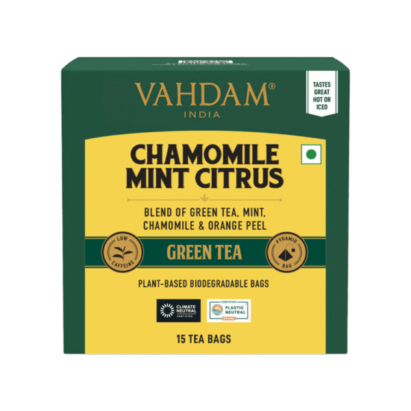 Vahdam Chamomile Mint Citrus Green Tea Bags