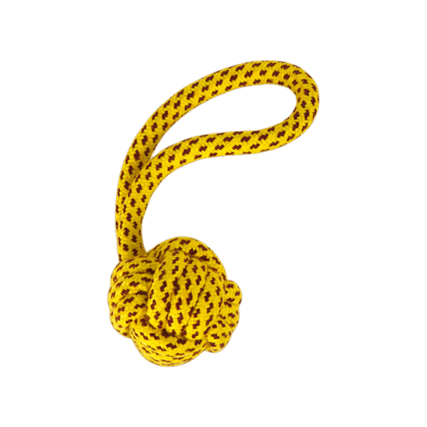 Super Pet Rope Fetch Ball Dog Toy (Yellow)