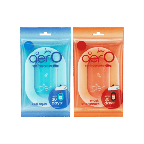 Godrej Aer O - Hanging Car Freshener (Cool Aqua) +  O ? Hanging Car Freshener (Musk After Smoke) Combo