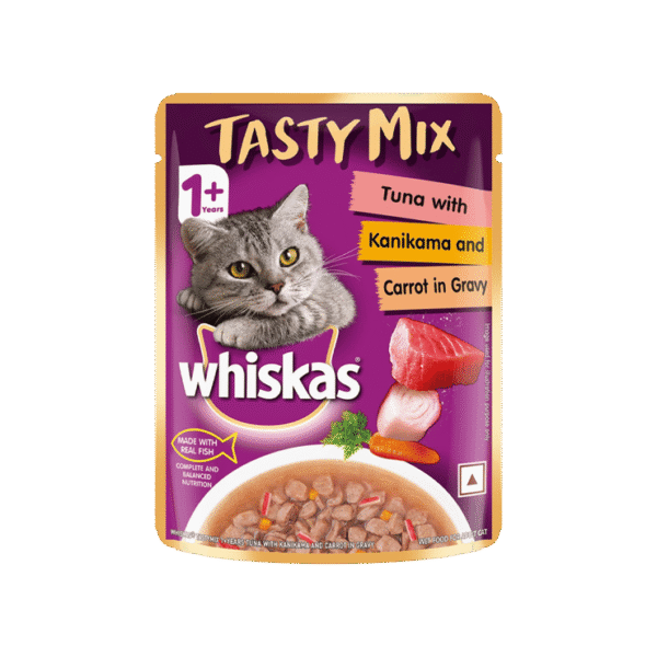 Whiskas Tasty Mix Wet Cat Food (Tuna With Kanikama And Carrot in Gravy) 1+ years