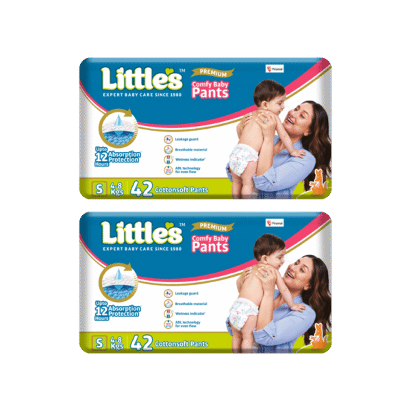 Little's Premium Baby Diaper (Pants, S, 4-8 kg) - Pack of 2