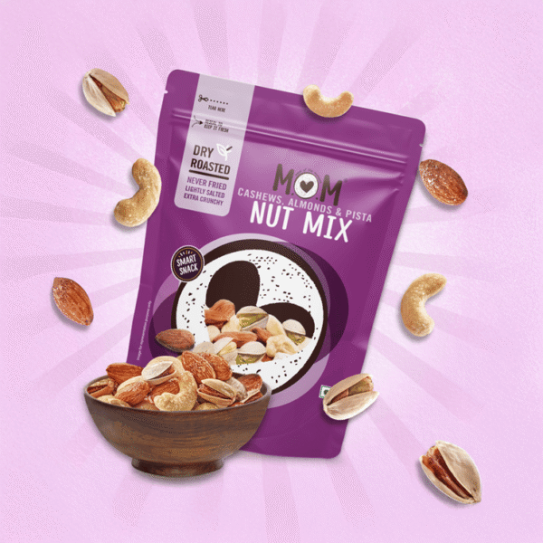 Dry Roasted Cashews, Almonds & Pista Nuts Mix by MOM - Meal Of The Moment