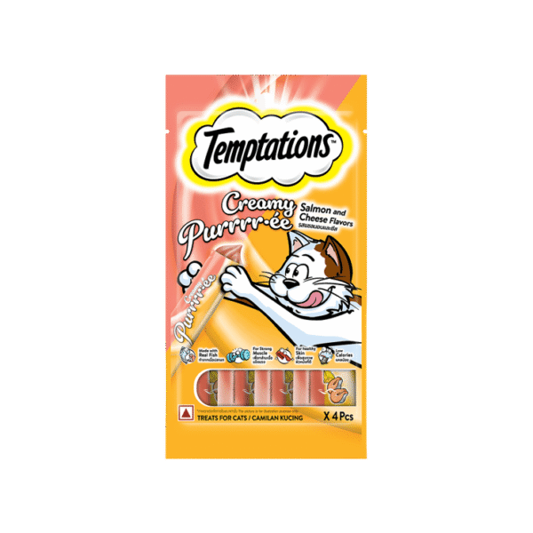 Temptations Purrrr-ee Salmon & Cheese Flavour Creamy Cat Treat