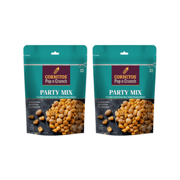 Cornitos Pop n Crunch Party Nut Mix - Salted Peanuts, Corn Nut & Coated Green Peas - Pack of 2