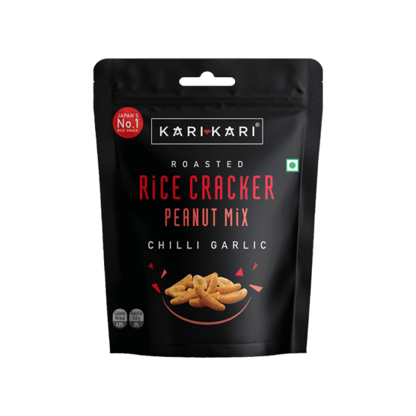 Kari Kari Rice Cracker Peanut Mix Namkeen Snacks, (Chilli Garlic)