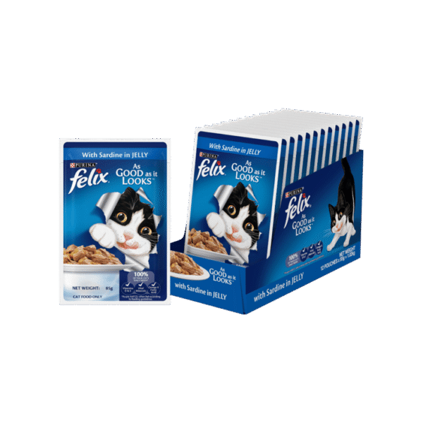 Felix Sardine with Jelly Adult Wet Cat Food (Pack of 12)