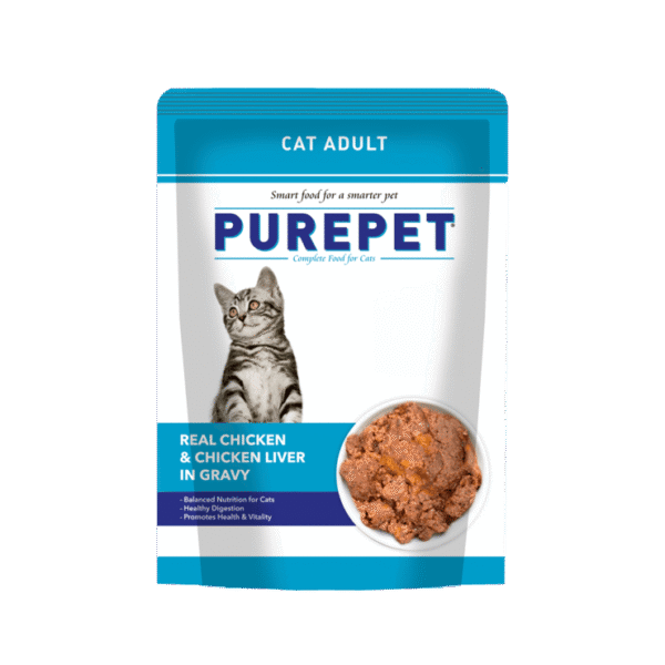 PurePet Wet Cat Food - Real Chicken and Chicken Liver in Gravy - All life stages