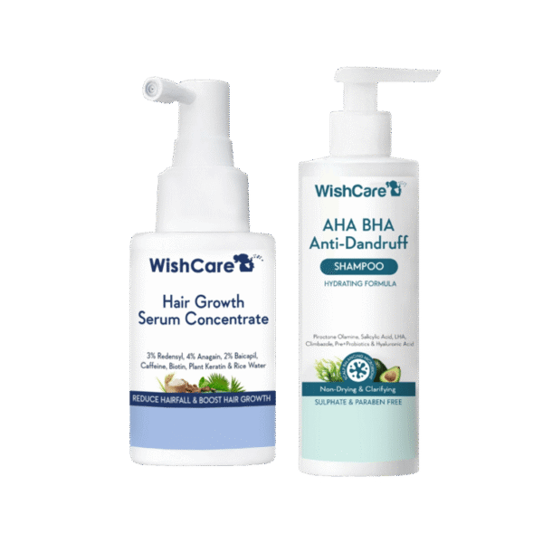 Wishcare Hair Growth Serum Concentrate +  AHA BHA Anti Dandruff Shampoo Combo
