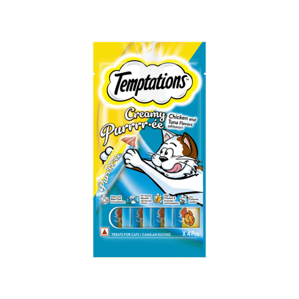 Temptations Purrrr-ee Chicken & Tuna Flavour Creamy Cat Treat