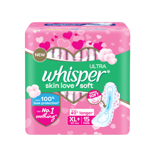 Whisper Ultra Skin Love Soft Sanitary Pads (XL+ Wings)