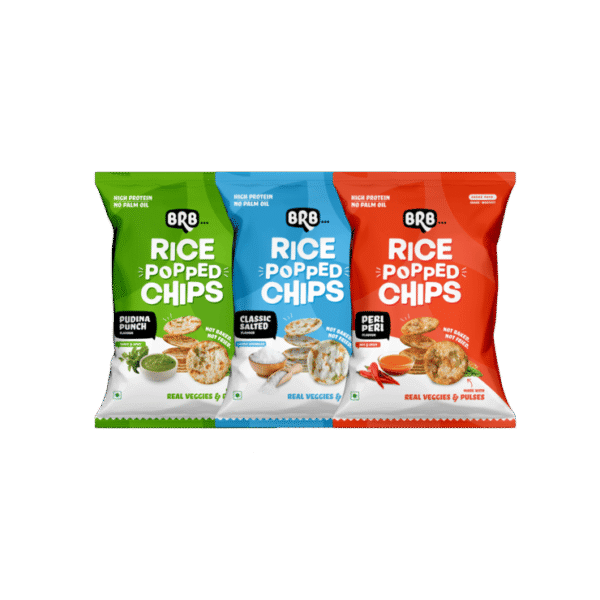 BRB Peri Peri Rice Popped Chips + BRB Pudina Punch Rice Popped Chips + BRB Classic Salted Rice Popped Chips Combo