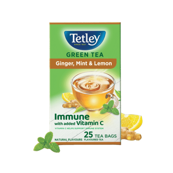 Tetley Ginger, Mint & Lemon Green Tea Bags (Immune with added Vitamin C)