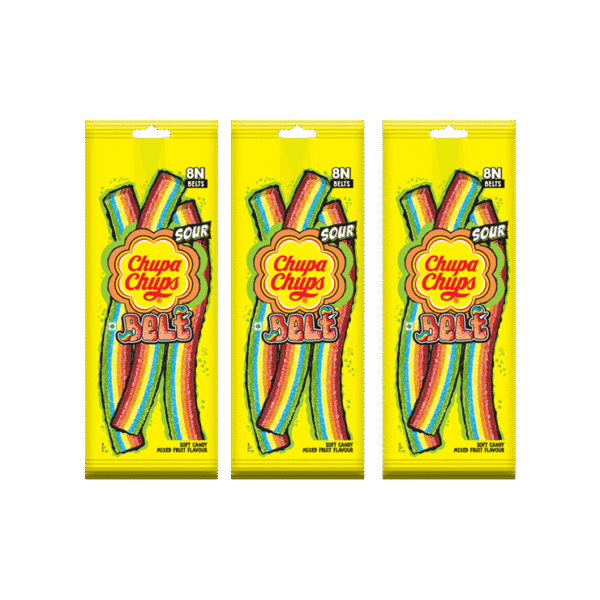 Chupa Chups Sour Belt Mixed Fruit Candy - Pack of 3