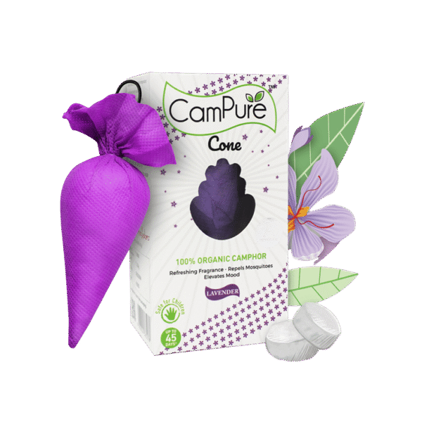 CamPure 100% Organic Camphor Car Freshener Cone - Lavender (Lavender)