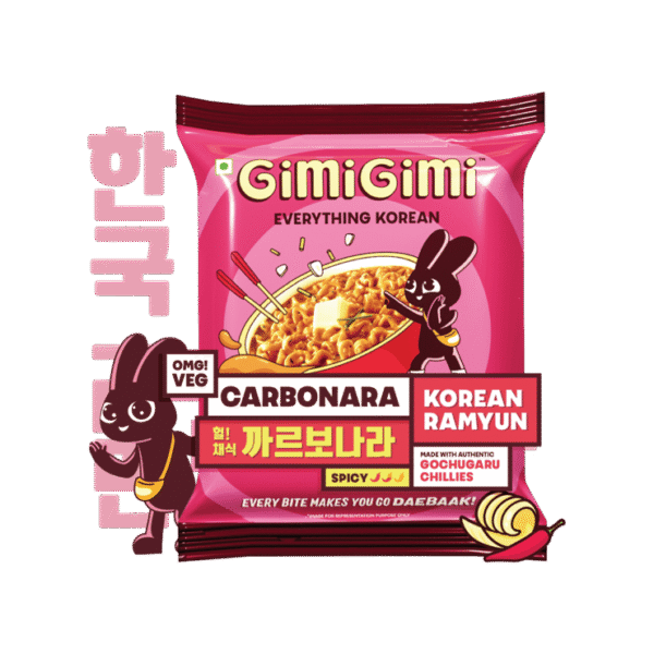 Gimi Gimi Veg Carbonara - Korean Ramen Instant Noodles