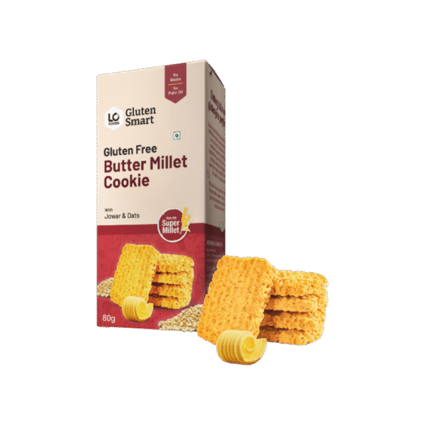 Lo! Foods Gluten Free Butter Millet Cookies Biscuit (No Maida)