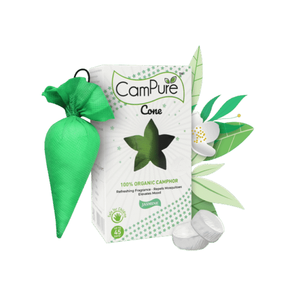 CamPure 100% Organic Camphor Car Freshener Cone (Jasmine)