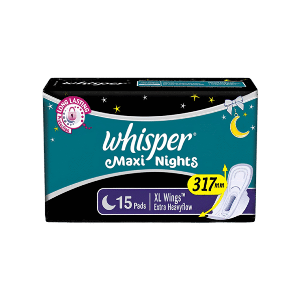 Whisper Maxi Night Sanitary Pads (Extra Large Wings - 15 units)