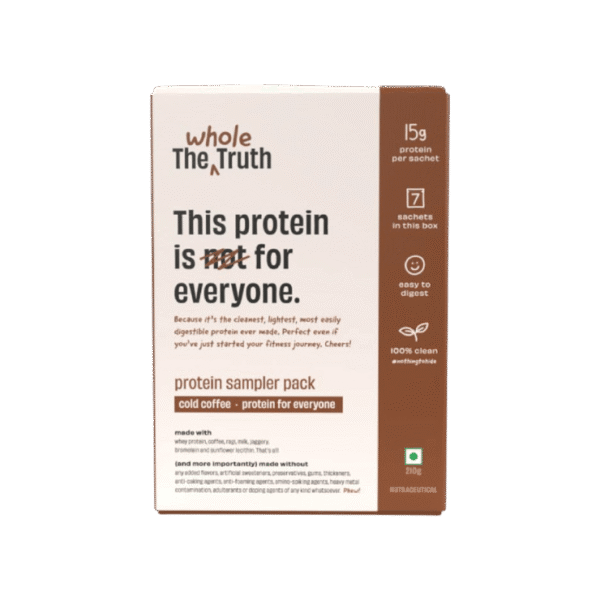 The Whole Truth Whey Protein Sampler Pack - Cold Coffee (15 g Protein Per Sachet)