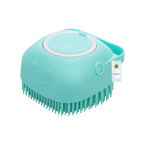 Foodie Puppies Pet Bath Brush Silicone Scrubber Shampoo Dispenser