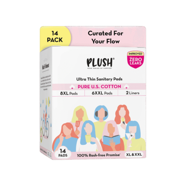 Plush Rash Free Sanitary Pads (8XL+6XXL and 2 Free Liners)