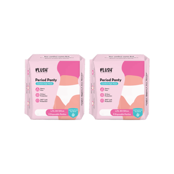 Plush Comfort High Waist Disposable Period Panty (L-XL) - Pack of 2