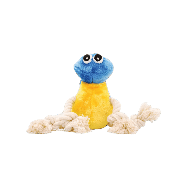 Goofy Tails Furry Bird Squeaky Plush Pet Toy (Blue, Yellow)