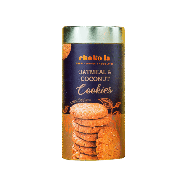 Choko La Eggless Oatmeal and Coconut Cookies