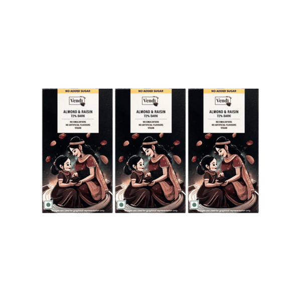 Vendi 72% Almond & Raisin Dark Chocolate Bar