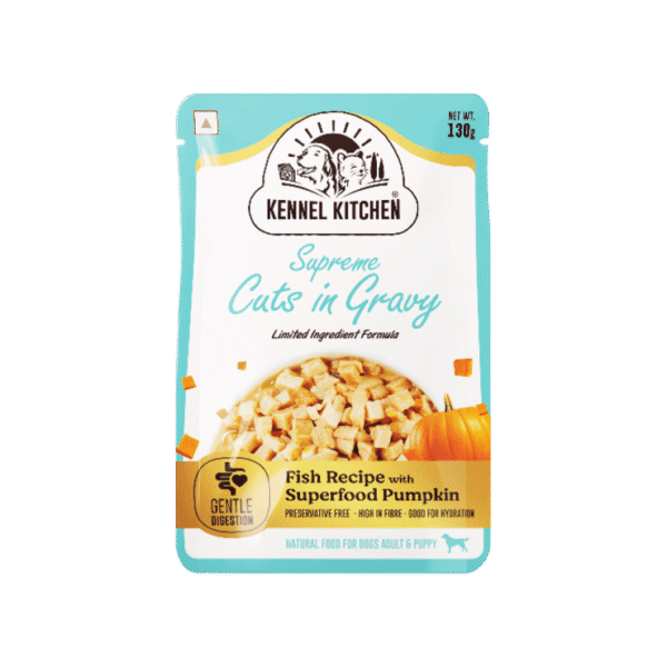 Kennel Kitchen Fish Recipe with Pumpkin Dog Wet Food - Supreme Cuts in Gravy