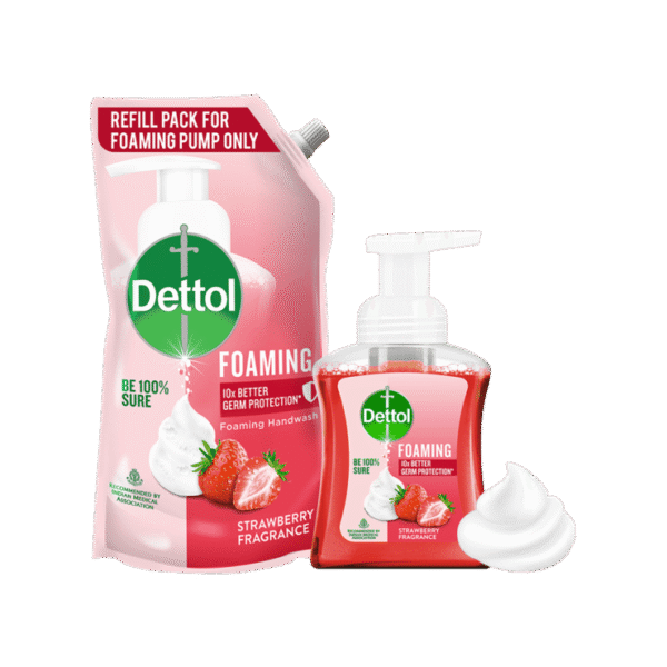 Dettol Strawberry Fragrance Foaming Handwash (250 ml) +  Strawberry Fragrance Foaming Handwash (700 ml) Combo