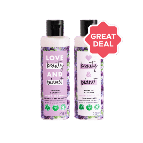 Love Beauty & Planet Argan Oil and Lavender Shampoo +  Argan oil and lavender Conditioner Combo