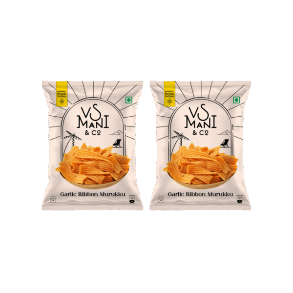 VS Mani & Co. Garlic Ribbon Murukku, No Palm Oil - Pack of 2