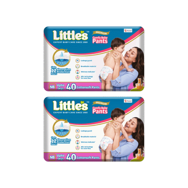 Little's Premium Baby Diaper (Pants, New Born Upto 5 kg) - Pack of 2