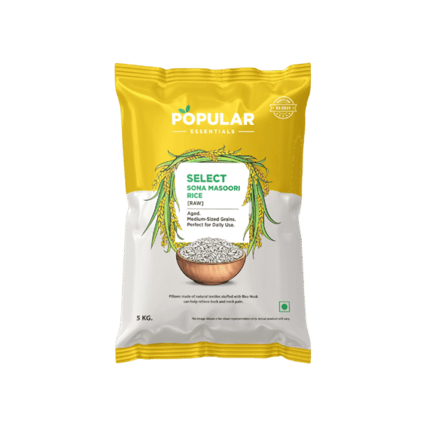 Popular Essentials Select Raw Sonamasuri Rice (Medium Grain)