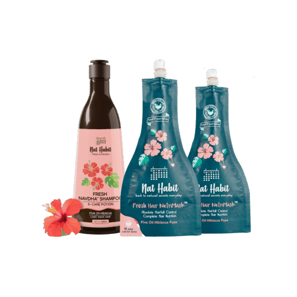 Nat Habit Hibiscus Shampoo for Strength & Shine +  Fresh Hibiscus Hair Mask For Hair Growth Combo