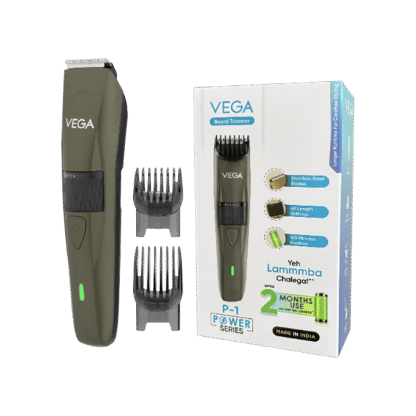 Vega P1 Battery Powered Beard Trimmer USB Type C, 160 mins Runtime, (VHTH-25) (5W)