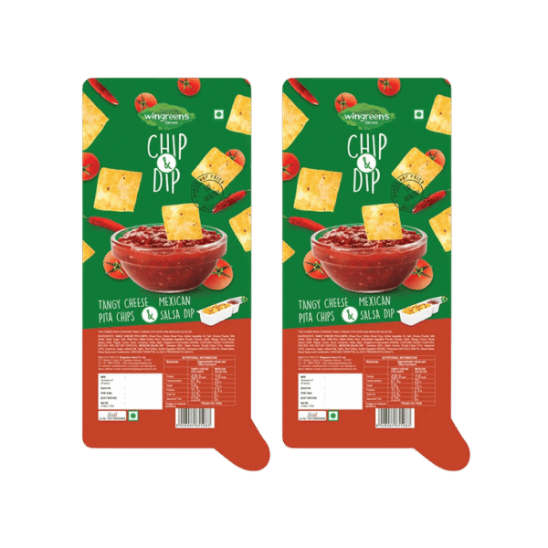Wingreens Farms Tangy Cheese Baked Pita Chips with Mexican Salsa Dip - Pack of 2