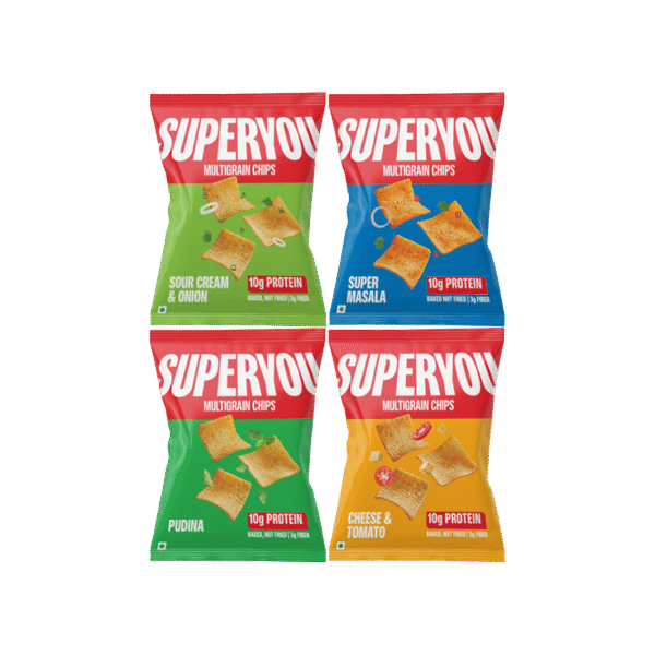 SuperYou Multigrain Sour Cream & Onion Chips +  Multigrain Cheese & Tomato Chips +  Multigrain Super Masala Chips +  Multigrain Pudina Chips Combo