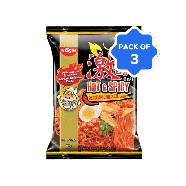 Nissin Geki Korean Ramen Spicy Chicken Flavoured Instant Noodles - Pack of 3