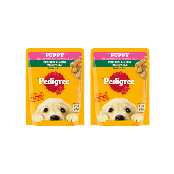 Pedigree Puppy Wet Food - Chicken And Liver Chunks Flavour in Gravy with Vegetables - Pack of 2